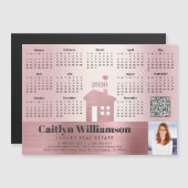 Roze 2026 Kalender Realtor Foto QR Code Magnet (Voorkant / Achterkant)