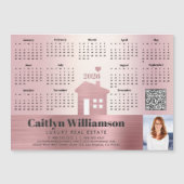 Roze 2026 Kalender Realtor Foto QR Code Magnet (Voorkant)