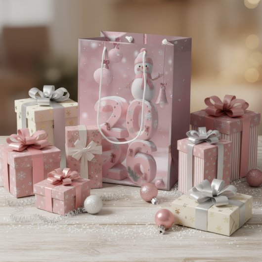 Roze 2026 Kerst & Nieuwjaar Cadeautas