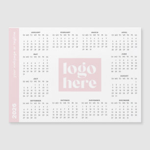 Roze 2026 Zakelijk Logo Magnetische Kalender