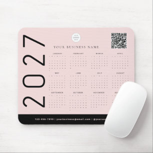 Roze 2027 Agenda Zakelijk Logo QR Code Muismat