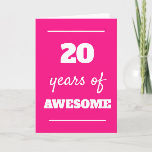Roze 20e verjaardag Kaart