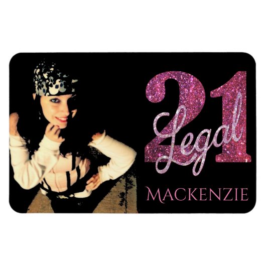 Roze 21 en wettelijk | Moderne 21ste verjaardag fo Magneet (Horizontaal)