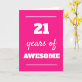 Roze 21e Birthday Kaart (Gele Bloem)