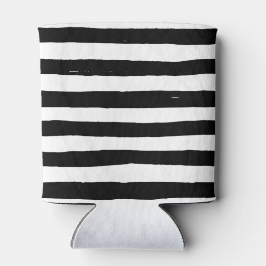 Roze 21e verjaardag van Chic Black & White Stripes Blikjeskoeler (Achterkant)