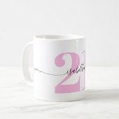 Roze 21e verjaardagscadeau koffiemok (Voorkant links)
