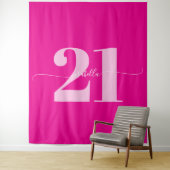 Roze 21e verjaardagsfeest wandkleed (In situ)