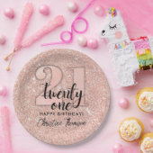 Roze 21ste verjaardag Borden op papier Papieren Bordje (Feest)