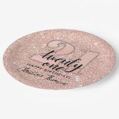 Roze 21ste verjaardag Borden op papier Papieren Bordje (Gekanteld)