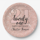 Roze 21ste verjaardag Borden op papier Papieren Bordje (Voorkant)