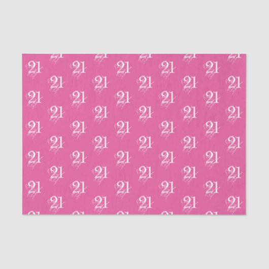 Roze 21ste verjaardag Fancy Font Tissue Paper Tissuepapier (Voorkant)