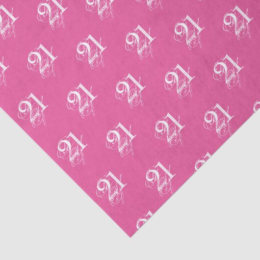 Roze 21ste verjaardag Fancy Font Tissue Paper Tissuepapier (Detail)