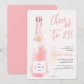 Roze 21ste verjaardag kaart (Voorkant / Achterkant)