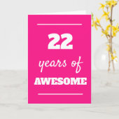 Roze 22 jaar Geweldige 22e verjaardag Kaart (Gele Bloem)