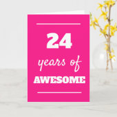Roze 24 jaar Geweldige 24e verjaardag Kaart (Gele Bloem)