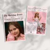 Roze 25ste Verjaardagsfeest Krant Hoesje Foto Kaart