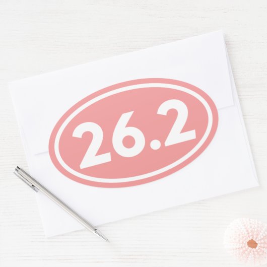 Roze 26.2 Marathon Ovale Sticker (Envelop)