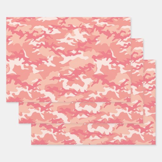 Roze 2 Camo Camouflage Inpakpapier Vel (Set)