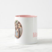 Roze 2 foto "Goedemorgen!" Gepersonaliseerd typogr Mok (Midden)