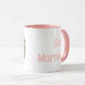 Roze 2 foto "Goedemorgen!" Gepersonaliseerd typogr Mok (Voorkant rechts)