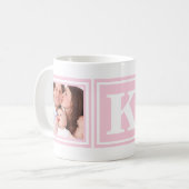 Roze 2 Foto's met groot monogram Koffiemok (Voorkant links)