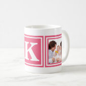  Roze 2 Foto's met groot monogram Koffiemok (Voorkant rechts)