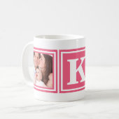  Roze 2 Foto's met groot monogram Koffiemok (Voorkant links)