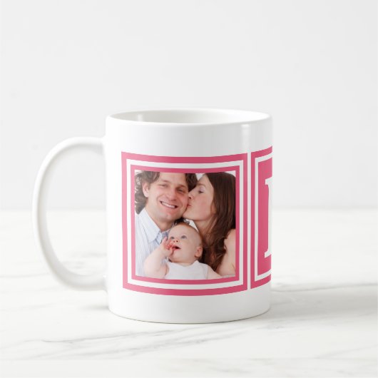  Roze 2 Foto's met groot monogram Koffiemok (Links)
