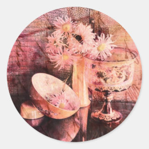 Roze 2 ronde sticker