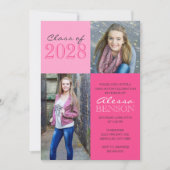 Roze 2 Toned Classic 2 Foto Afstuderen Kaart (Voorkant)