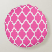 Roze #2 Witte Marokkaans #4 Marine Naam Monogram Rond Kussen (Achterkant)