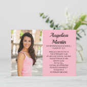 Roze 2-zijdig Afstuderen 3 Fotoaankondiging Aankondiging (Staand voorkant)