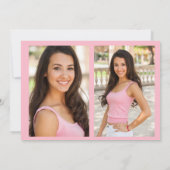 Roze 2-zijdig Afstuderen 3 Fotoaankondiging Aankondiging (Achterkant)