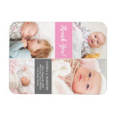 Roze 2e babymeisje Foto Collage Hartelijk dank Magneet (Horizontaal)