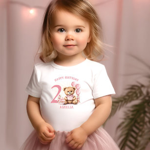 Roze 2e Beer Verjaardags Meisje Peuter T-shirt