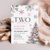 Roze 2e verjaardag uitnodiging, twee wilde verjaar kaart