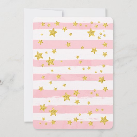 Roze 2e verjaardag Uitnodiging Twinkle Little Star (Achterkant)