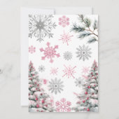 Roze 2e verjaardag uitnodiging, winter twee verjaa kaart (Achterkant)