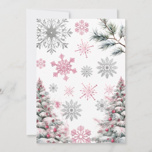 Roze 2e verjaardag uitnodiging, winter twee verjaa kaart (Achterkant)