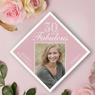 Roze 30 en Fabulous Elegante Foto 30e Verjaardag Servet