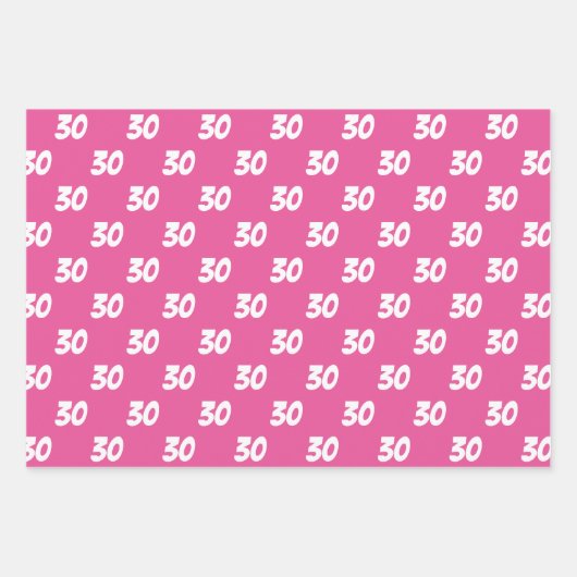 ROZE 30e Happy Birthday Custom Name Inpakpapier Vel (Voorkant)