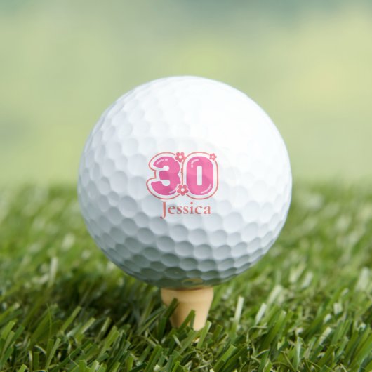 Roze 30e verjaardag Golfer Gift – 30 jaar Elegant Golfballen (Insitu Shirt)