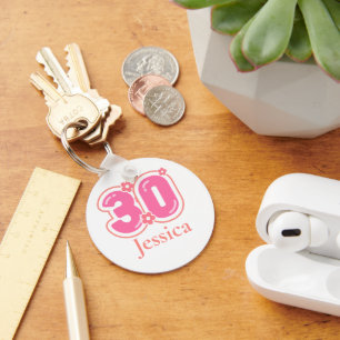 Roze 30e verjaardag Golfer Gift – 30 jaar Elegant Sleutelhanger