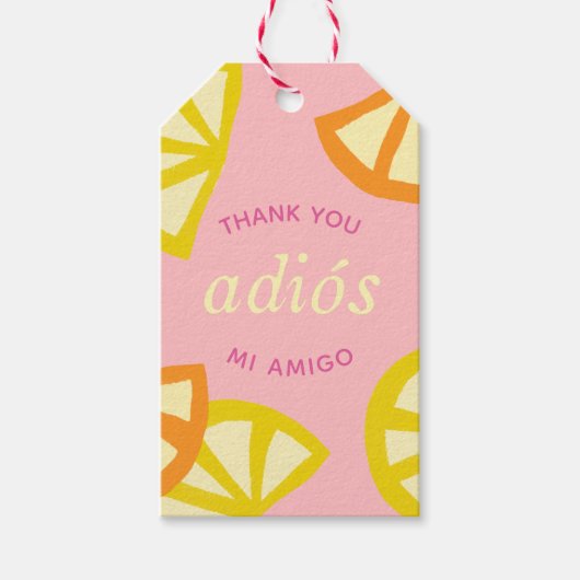 Roze 30e Verjaardag Mexicaanse Adios 20s Favor Cadeaulabel (Voorkant)