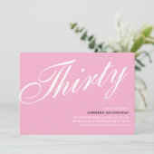 Roze 30e verjaardag Uitnodigingen (Staand voorkant)
