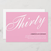 Roze 30e verjaardag Uitnodigingen (Voorkant / Achterkant)