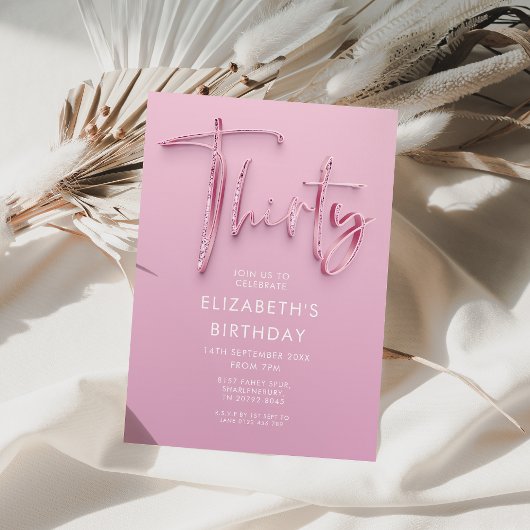 Roze 30e verjaardagsfeestje Glitz Kaart