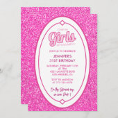 Roze 31e verjaardag uitnodigingen Glitter Girl (Voorkant / Achterkant)