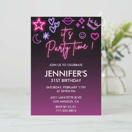 Roze 31e verjaardag uitnodigingen voor haar Modern (Staand voorkant)