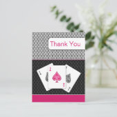 roze 3 aces vegas bruiloft Dank u kaarten (Staand voorkant)